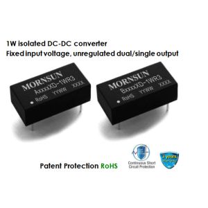1.5kVDC High Efficiency DC DC Converter 1W Unregulated Isolated Dual Single