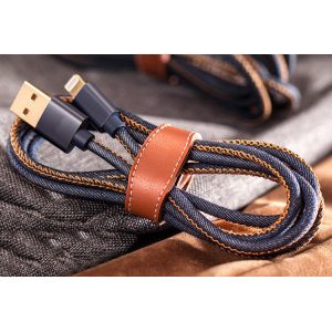 Blue Jean Braided Apple Lightning Cable 3.3ft Fast Transfer For IPhone X 8 7 6S