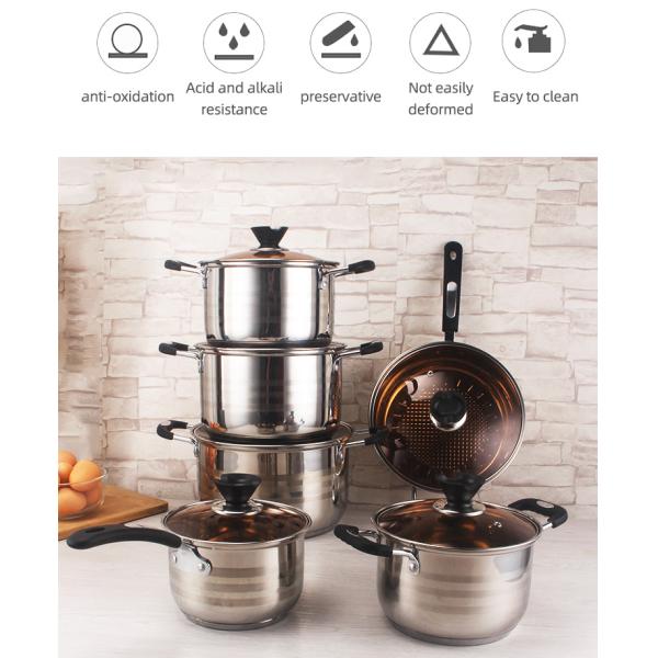 The New Listing 12 PCS Stainless Steel Cooking Set Pots And Pans Cookware Sets Cooking Soup Pots Set