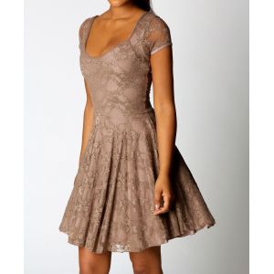 Quality Midi Evening Dresses, Fabulous Scoop Neck Skater Lace Dress for sale