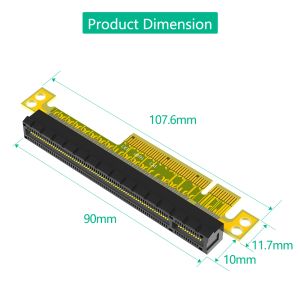 PCI Express 8X to 16X Riser Card 107mm Black PCB