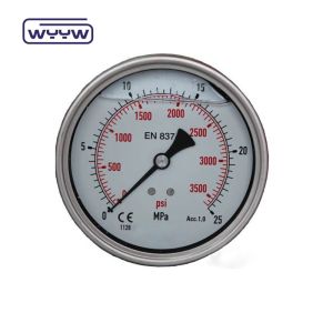 China Back Connection 100mm Oil Filled Pressure Gauge Ss304 Stainless Steel on sale