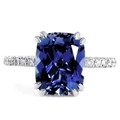 Blue Oval Lab Created Sapphire and CZ Five-Stone Ring With Silver