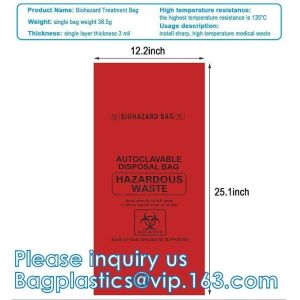 Polypropylene Biohazard Disposal Bags, Warning Label, Sterilization Printed,