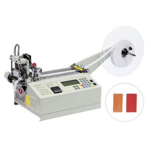 automatic label cutting machine(cold and hot cutter)/ribbon weaving cutting