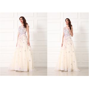 Bridesmaid Embroidered Vintage Wedding Dresses , Floor Length Vintage Style