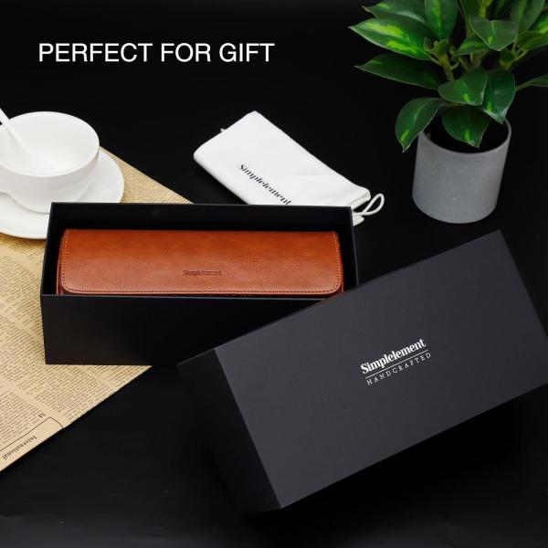 Watch Travel Case, Watch Roll for 3 Watches,Premium Faux Leather, Gift-box packaging【Brown】