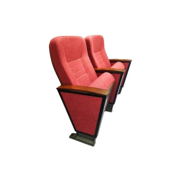Red Aluminum Conference Room Chair Wood Armrest Padded With Fabric