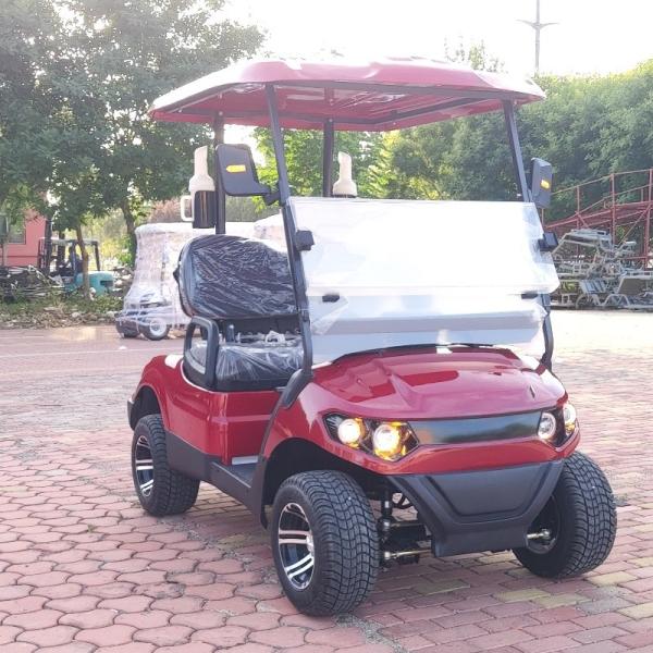 Red Color 2 Seater Golf Cart 4 Wheel 10 Inch Tire 70-100km With Lithium Battery