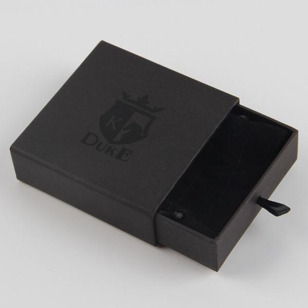Custom Black Jewelry Paper Box With Bag Necklace Sliding Gift Box Ribbon Tab
