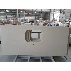 Quality 93% Quartz Sand Solid Stone Countertops With Beveled Edge for sale