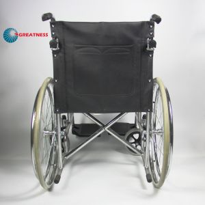 Custom Color Folding Steel Wheelchair With Detachable Footrest Flip Back Seat