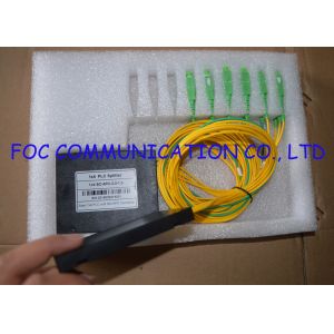 Yellow Fiber PLC Splitter SC / APC , 1*4 And 1*8 FTTX FTTH Splitter Low