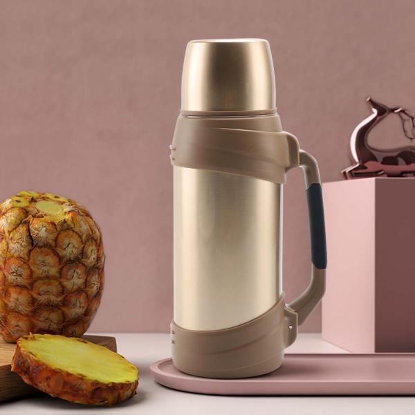 2.0L Double Wall Vacuum Travel Pot For Cooking Large Thermos Travel Flask Keeps Cold Up To 72 Hours