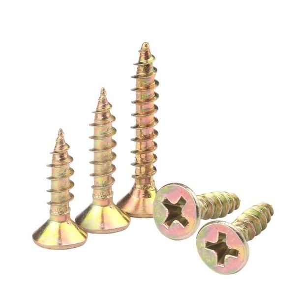 Colored Zinc Cross Countersunk Head Screws for Solid Wood Boards Grade 4.8/8.8