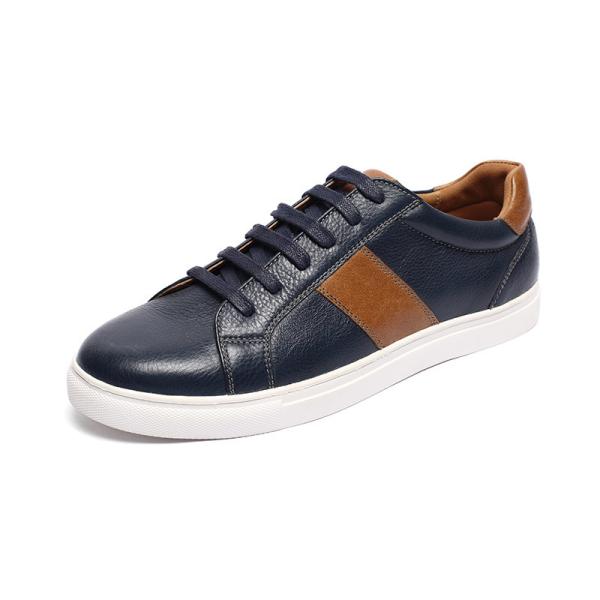 Buy Navy Brown Antiodor Mens Leather Casual Shoes Microfiber Lining at wholesale prices