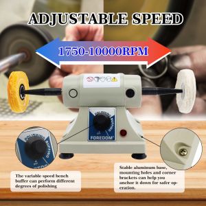 Double Head Foredom Polishing Bench Lathe Tabletop 0-7000rpm