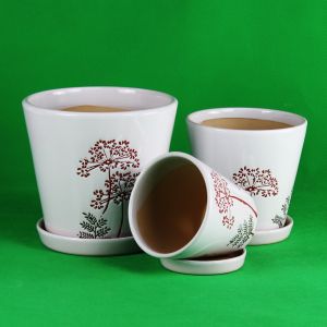 Drainage Ceramic Pots For Round Plants Easy Maintenance