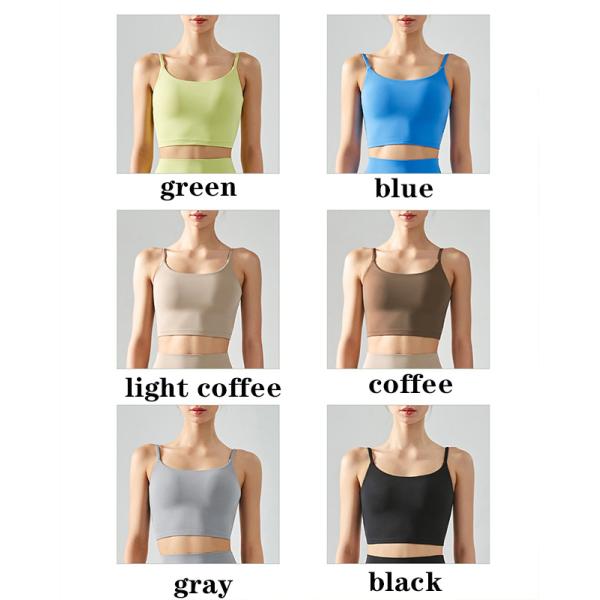 Solid Color Female Fitness Sports Bra Thin Belt Breathable Yoga Vest With Breast Pad