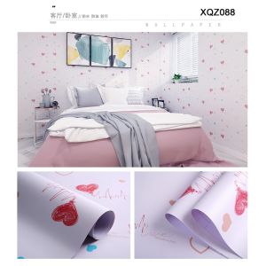 Romantic Heart-Shaped Self-Adhesive Wallpaper for Modern Cartoon Design Bedroom