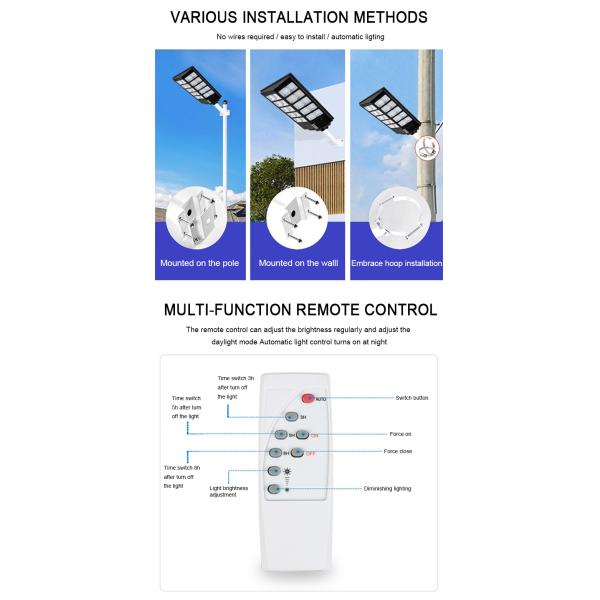 Super Bright Solar LED Street Lights 300W ABS Engineering Shell