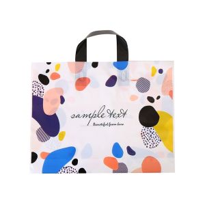 China Logo Grocery Shopping Tote Plastic Soft Loop Handle Bag on sale