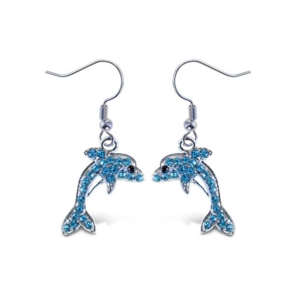 1Puzzled Sparkling Dolphin Necklace and Earrings Set Charming Necklace and