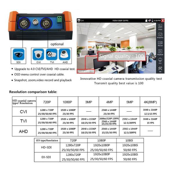 Handheld 4 Inch Multi Functional Cctv Tester , Ahd Cctv Test Monitor Touch Screen