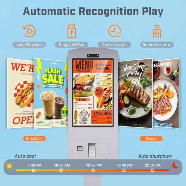 IP65 Waterproof Outdoor Touch Screen Kiosk with 21.5" HD Display and 10-point Capacitive Touch for Self Ordering