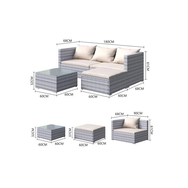 AJUNION Wicker Rattan Garden Sofa Outdoor Lounge Set 4 Piece with Y Mail Packing