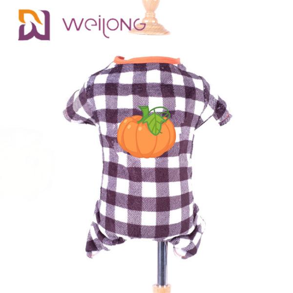 Buy Rubber Print Pumpkin Fleece Dog Pajamas Halloween Plaid Dog Pajamas at wholesale prices