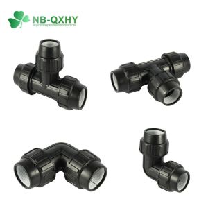 Quality Round Head Code Pn10/12/16 Black Plastic PP Compression Pipe Fitting Elbow for Irrigation for sale