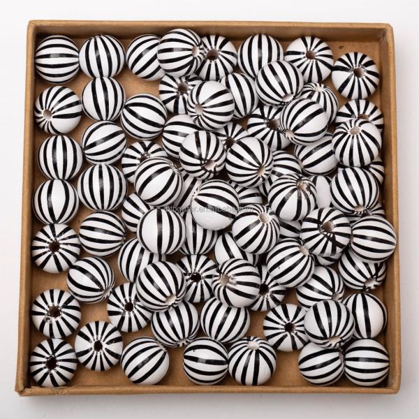 Wood Bead Bandage Dress featuring Hole Shape Christmas Snow Star Stripe 16MM Wood Beads for Back to School