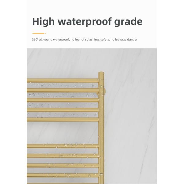 Gold Wall Mount HEATED Towel Warmer with Sleek Round Tube Design and Free Standing Option