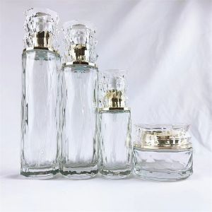 50ml 100ml Cosmetic empty glass jar with gold cap
