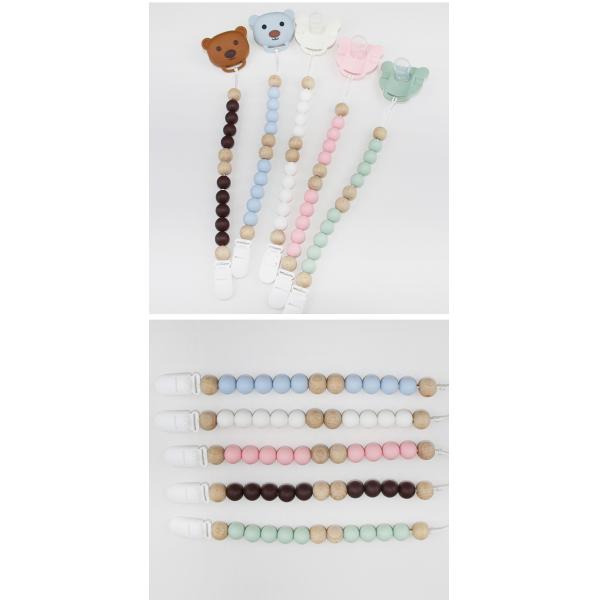 Food Grade Silicone Baby Pacifier Chain With Cute Animal panda Shape