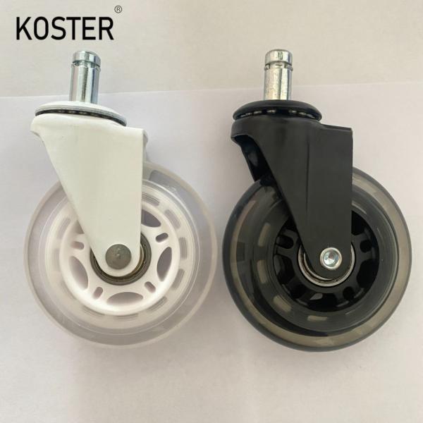 3inch 75mm White PU Transparent Casters Furniture Wheels Office Chair Caster Wear Resistant Silicone Chair Casters