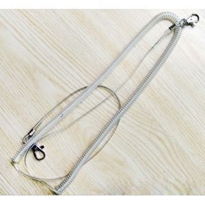 China Hot sales clear plastic pu customized long wire coil tether w/meta snap hook for safety on sale