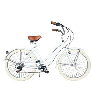 USA Made 26" 7 Speed Shimano Hi-Ten Steel Frame Beach Cruiser Bike for Women and