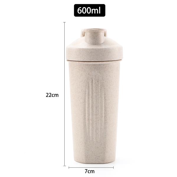 600ml Sports Environmental Protection Material Wheat Shaker Bottles Protien Shaker Bottles
