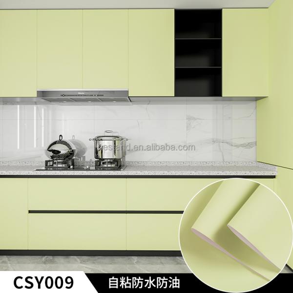Glossy Self-Adhesive Peel and Stick Wallpaper in Plain Color for Kitchen Cabinet Decor