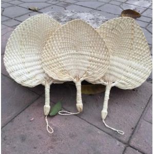 China Y-Z Small cattail leaf fan woven vintage summer paddle wood hand held fans supplies home decor on sale