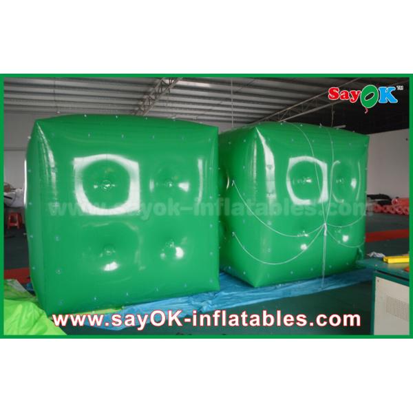Advertising White Green Inflatable Balloon / Cube Helium Balloon With Logo Print