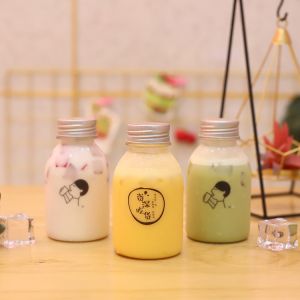Transparent Reusable Screw On Lid Plastic Bubble Tea Jugs