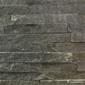 Natural stone Pure Black Quartzite Ledge Stone, China Stacked Wall Stone