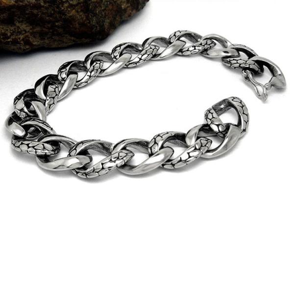 Men's Titanium Stainless Steel Curb Chain Link Bracelet 8 Inches (JCE168)