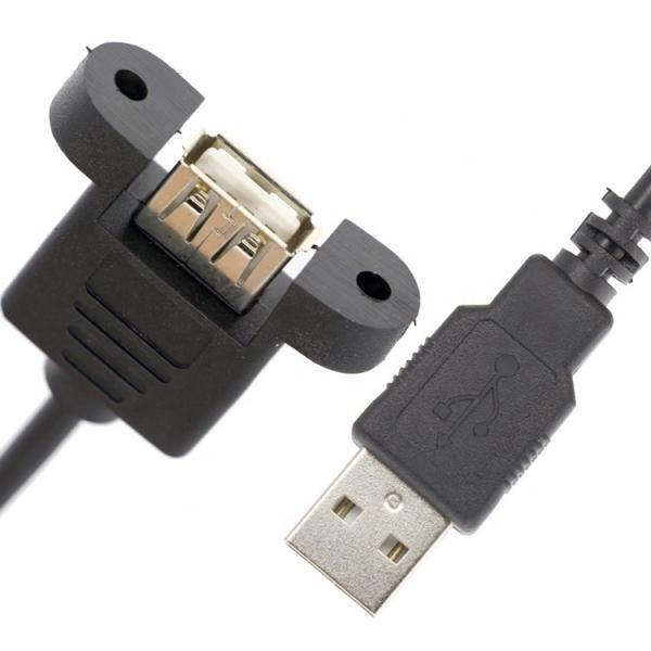 Buy 1ft 3ft 10ft Screw Locking Stud Male to Female Panel Mount USB 2.0 Type A Extension Cable at wholesale prices