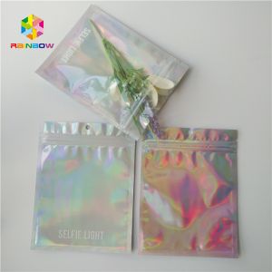 China Brightly Laser Cosmetic Packaging Bag  With Clear Front / Back Holographic on sale