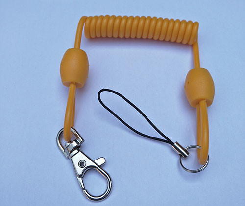 3.0mm dia Solid Yellow Extended 80cm Retractable Coil Chain with Snap Hook&Nylon