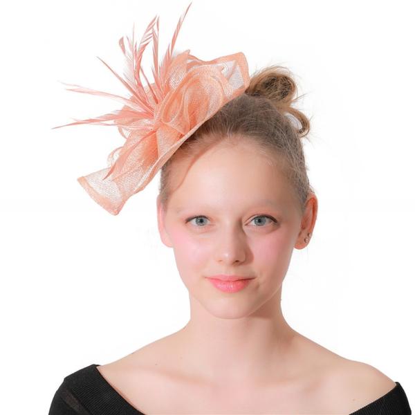 Party Decoration Sinamay Feather Fascinator in Dyed Chicken Feather Pattern